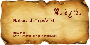 Matus Árpád névjegykártya