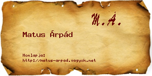 Matus Árpád névjegykártya
